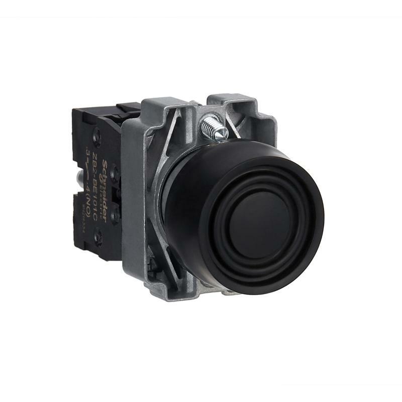 Кнопка, Easy Harmony XB2, металева, прихована, чорна, 22мм, пружинне повернення, з захистом, 1NO