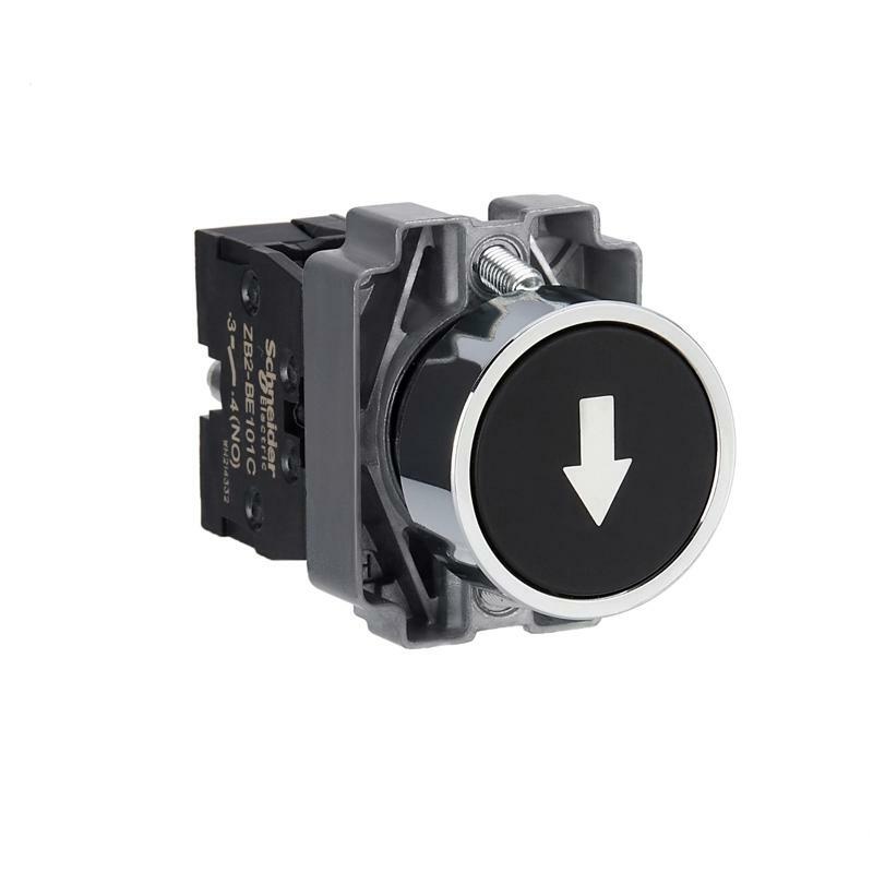 Кнопка, Easy Harmony XB2, металева, прихована, чорна, 22 мм, пружинне повернення, з маркуванням 