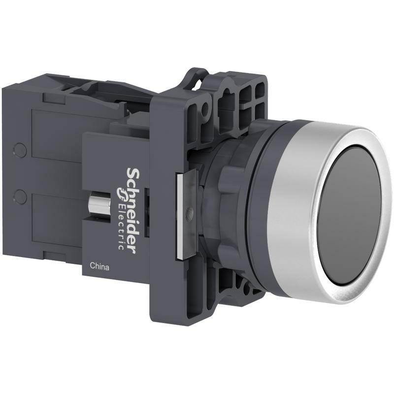 Кругла чорна кнопка Ø 22 - з фіксацією - 1NO