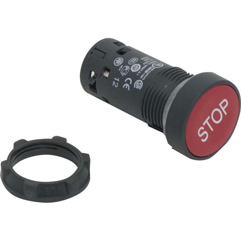 Кнопка-пруж. поверн.,червона-н/з з марк.