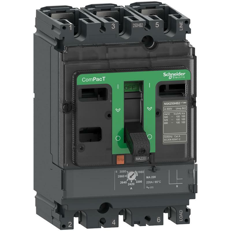 Circuit breaker, ComPacT Nsx100N, 50kA/415VAC, 3 poles, MA trip unit 50A