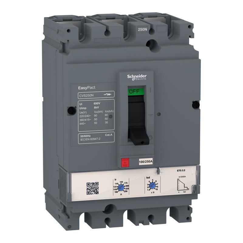 Circuit breaker, EasyPact Cvs160N, 50kA at 415Vac, ETS 2.2, 160A, 3P 3d
